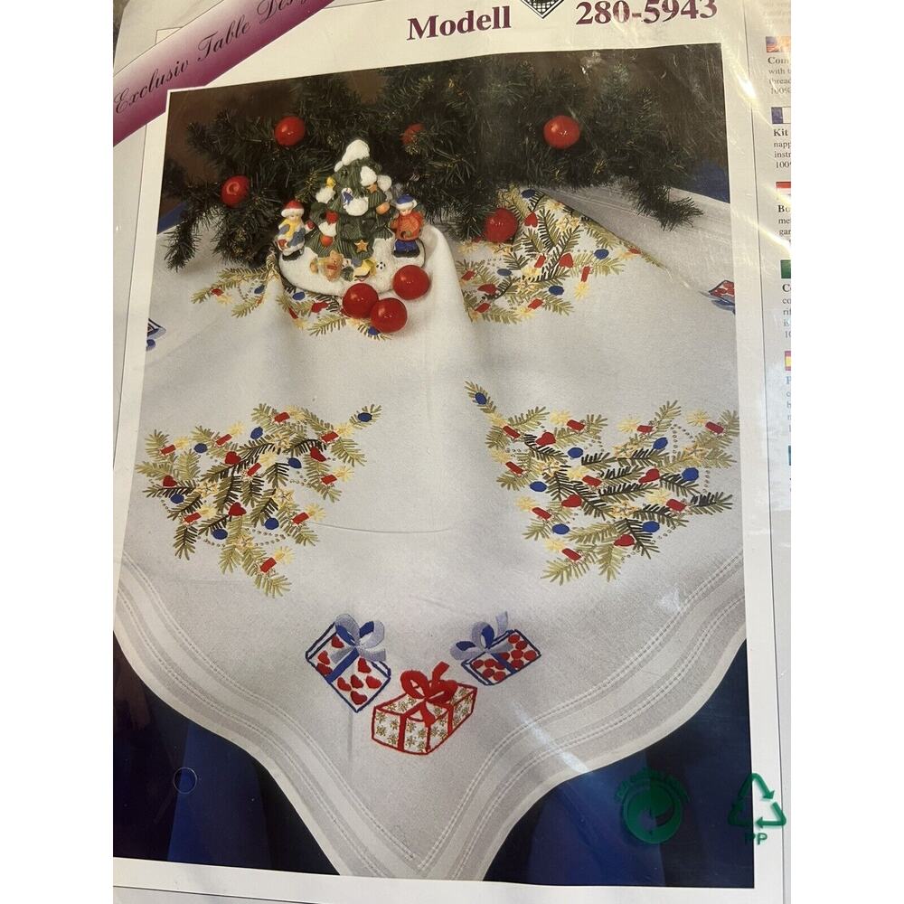 Anchor counted Cross Stitch kit Tablecloth Christmas 32x32 Inch Modell 280-5943